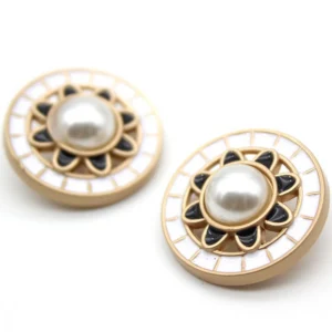 Гудзик Vintage pearl LuxFabric на ніжці метал/емаль 18 мм 1 шт. Білий