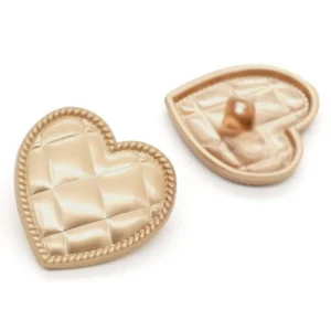 Пуговица Quilted heart LuxFabric на ножке металл 17х17 мм 1 шт. Бежевый матовый