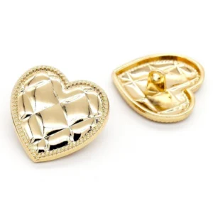 Пуговица Quilted heart LuxFabric на ножке металл 25х25 мм 1 шт. Золотистый