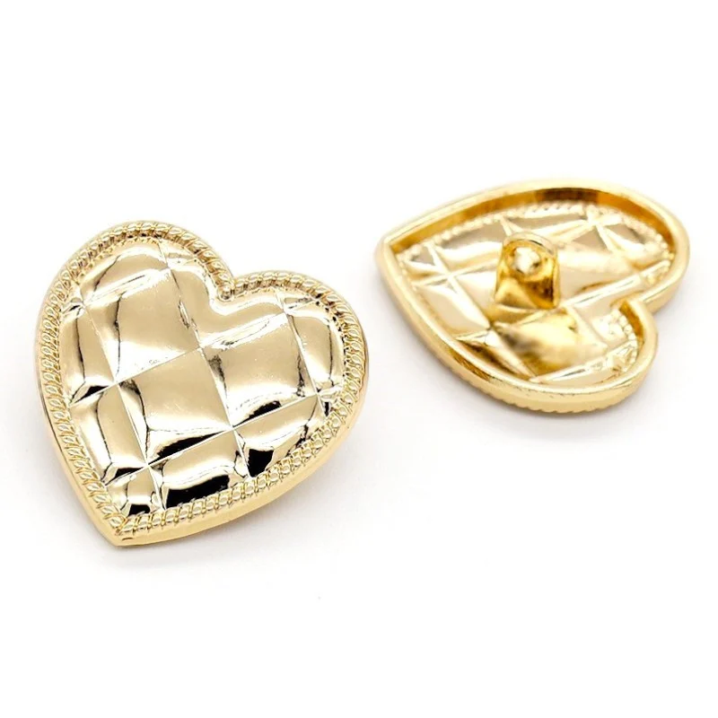 Гудзик Quilted heart LuxFabric на ніжці метал 25х25 мм 1 шт. Золотистий
