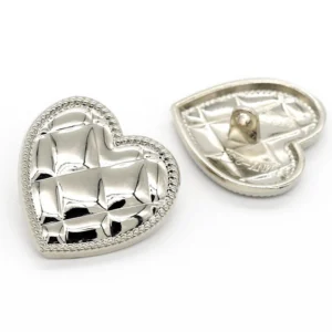 Пуговица Quilted heart LuxFabric на ножке металл 25х25 мм 1 шт. Платина