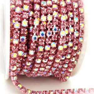 Стразовий ланцюг ss12 (3 мм) 1 м Rose АВ light pink