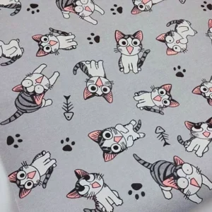 Тканина 55% льон 45% бавовна 160 г/м² 1,5 м 1 м принт Cute cat