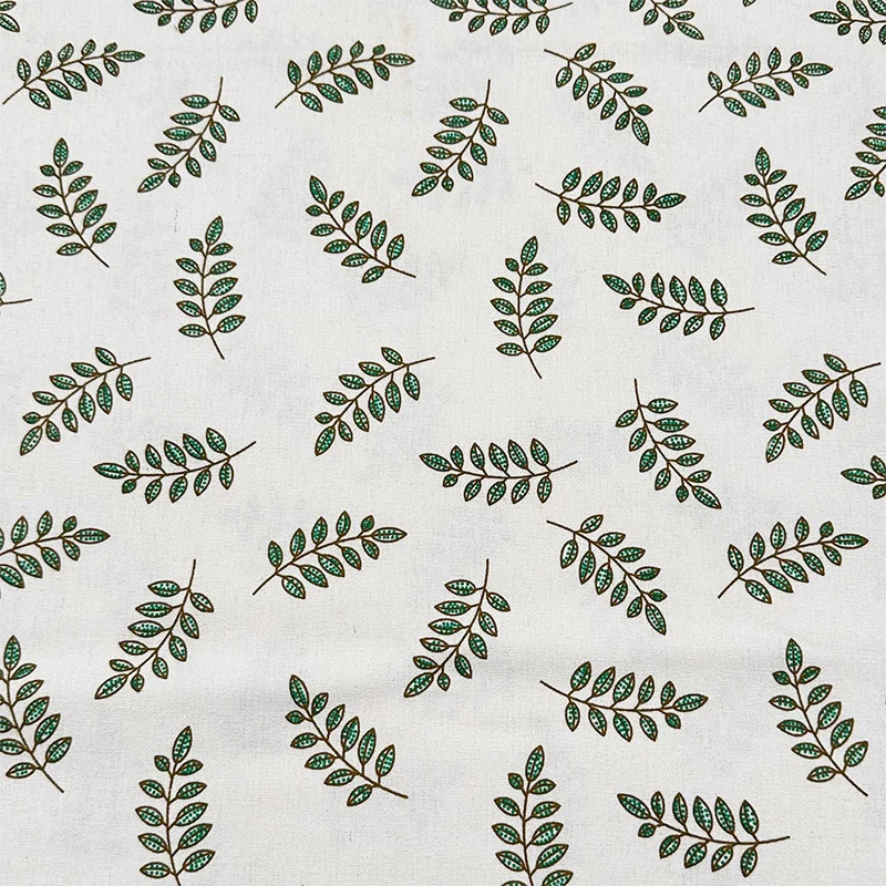 Ткань 55% лен 45% хлопок 160 г/м² 1,5 м 1 м принт Green leaves