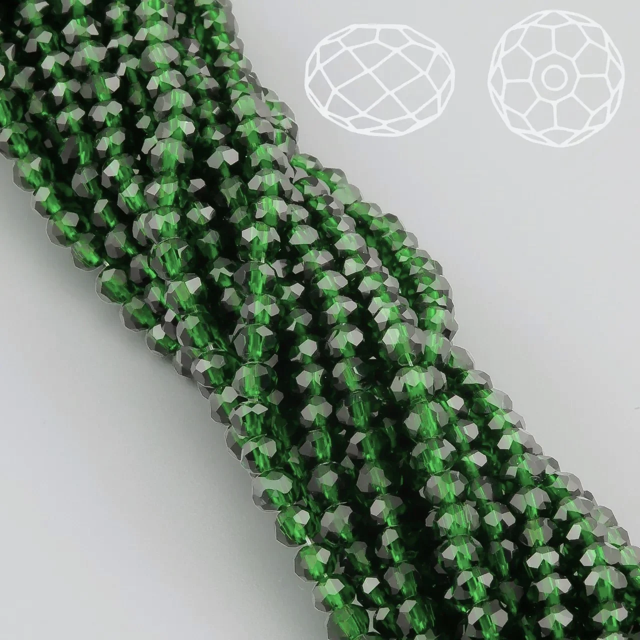 Бусины Swarovski огранка рондель 3х2,5 мм Ø 0,8 мм ±36 см (±153 шт.) Изумрудный прозрачный