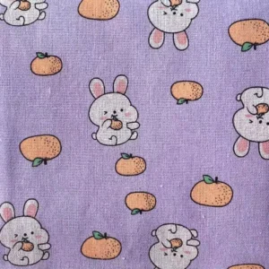 Тканина 55% льон 45% бавовна 180 г/м2 1,5 м 1 м принт Rabbit with tangerine