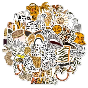 Набір наклейок Leopard prints 3-7 см +-50 шт. Різні кольори