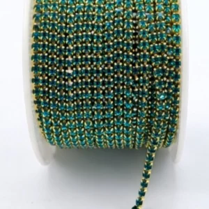 Стразовий ланцюг ss8 (2,5 мм) 1 м green zircon gold
