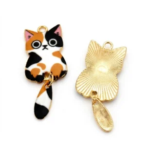 Підвіска метал Lucky Cat Charm 15,5х38 мм 1 шт. Барвистий
