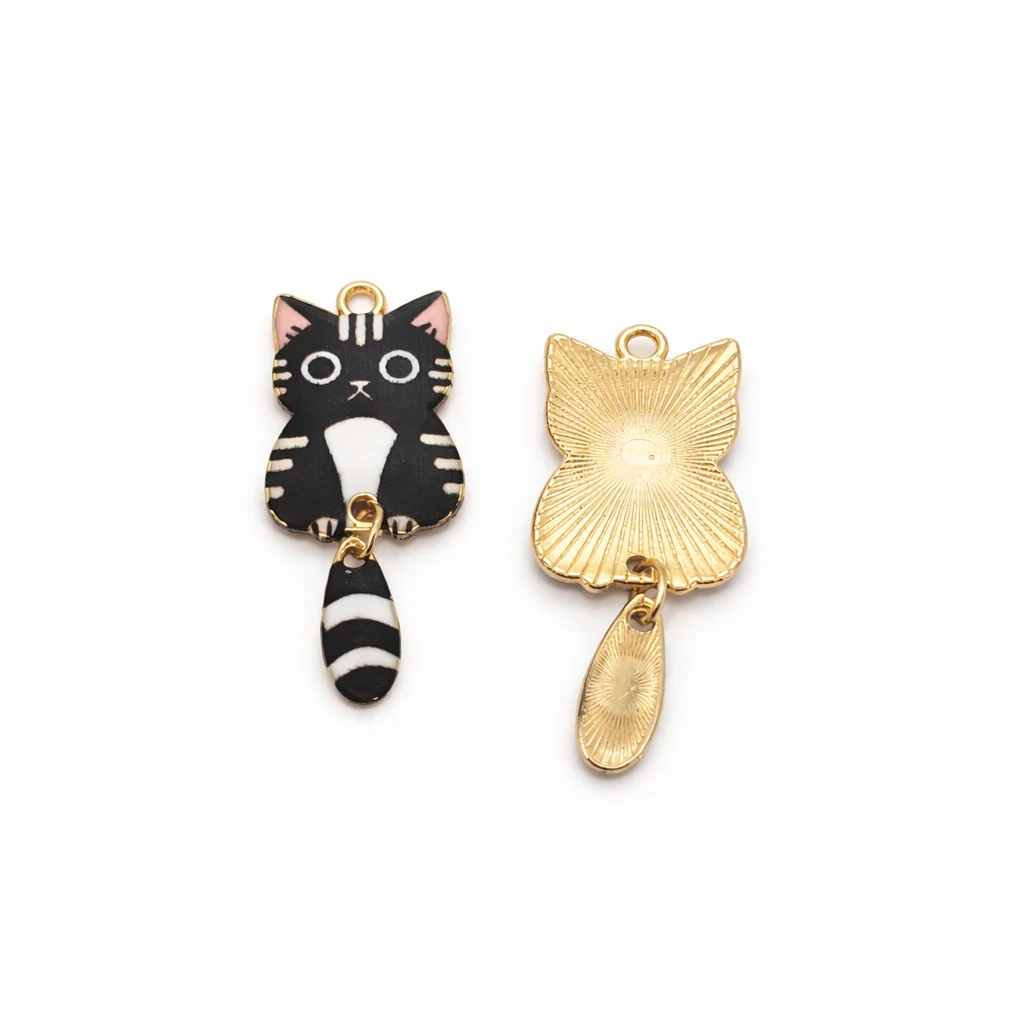 Підвіска метал Lucky Cat Charm 15,5х38 мм 1 шт. Чорний