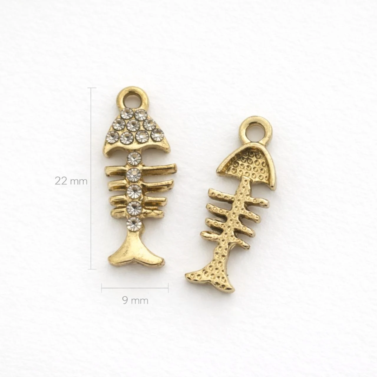 Підвіска метал fish skeleton 9х22 мм 1 шт. Золото - Зображення 2