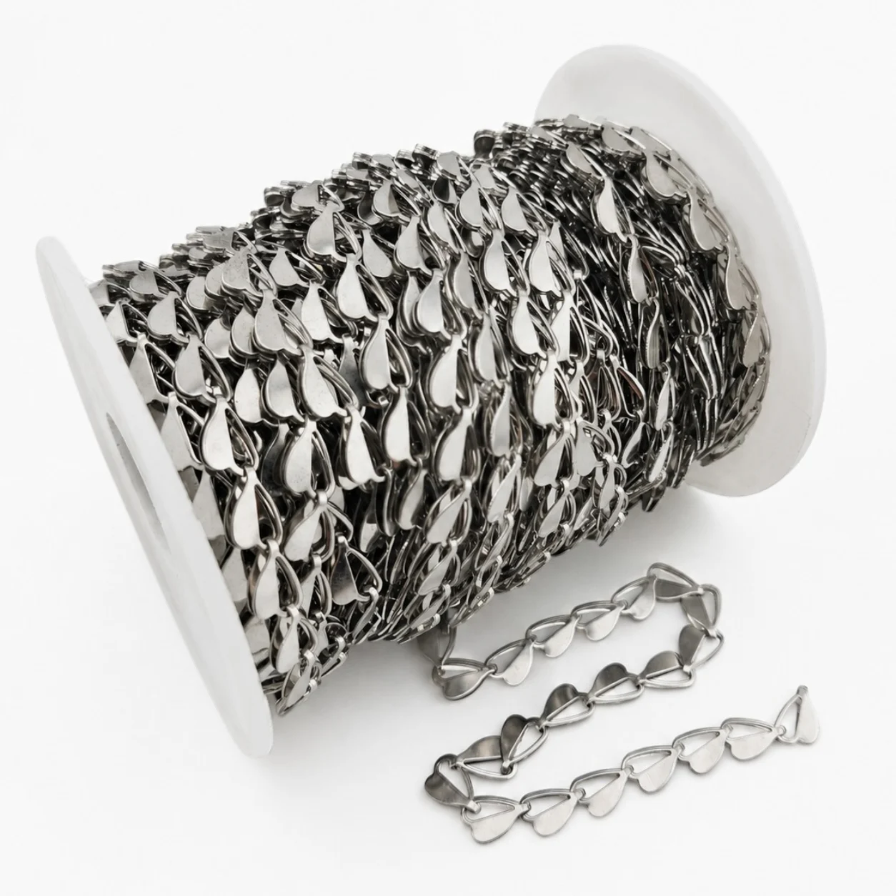 Ланцюг нержавіюча сталь LS Hearts 6х9х0,4 мм 1 м Платина