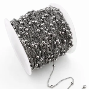 Цепь нержавеющая сталь LS Satellite Chain 0,9х1,2х0,2 мм вставка 2,5 мм 1 м Платина