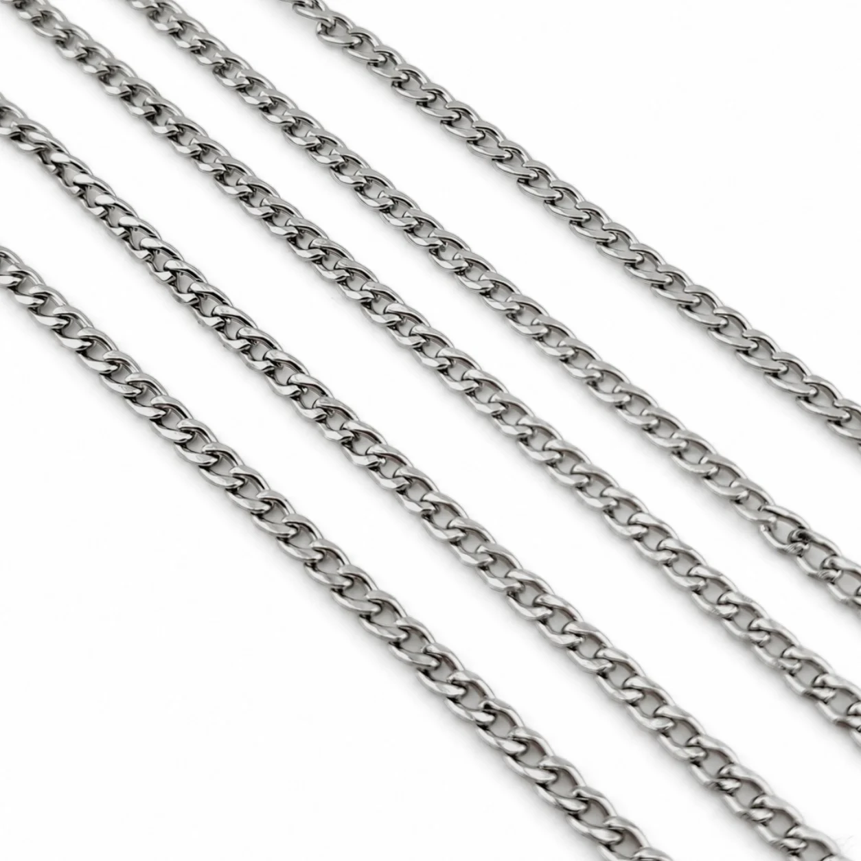 Ланцюг нержавіюча сталь LS Curb Chain 2,9х4,5х0,8 мм 1 м Платина - Зображення 2